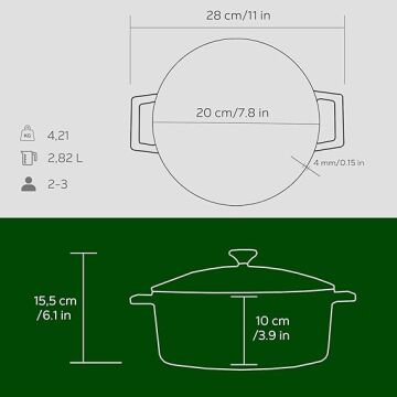 Lava Döküm Yuvarlak Tencere. Folk Çap(Ø)20cm